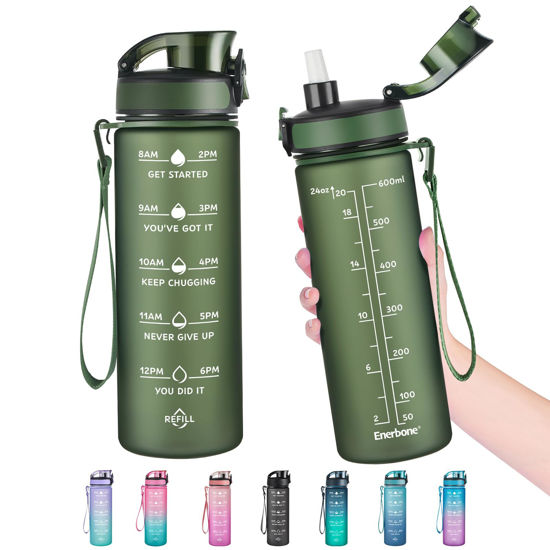 Picture of Enerbone 24 oz Water Bottle, Leakproof BPA & Toxic Free, Motivational Water Bottle with Times to Drink and Straw, Fitness Sports Water Bottle with Strap for Office, Gym, Outdoor Sports