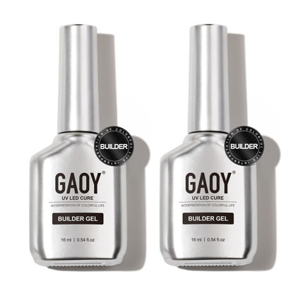 Picture of GAOY 2 Pcs 16ml Clear Builder Gel for Nails, Nail Strengthener in a Bottle, Nail Extension Hard Gel, Soak Off Long Lasting UV Gel, Base Coat Top Coat Needed