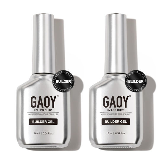 Picture of GAOY 2 Pcs 16ml Clear Builder Gel for Nails, Nail Strengthener in a Bottle, Nail Extension Hard Gel, Soak Off Long Lasting UV Gel, Base Coat Top Coat Needed