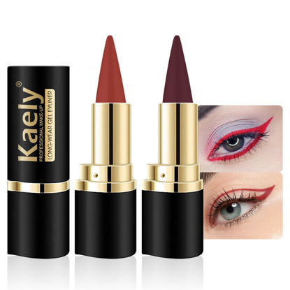 Picture of Kaely 2Pcs Red Dark Red Gel Eyeliner Pencil Set,Waterproof Color Colored Eye Liner Crayon,Cat Eye Stencil Gothic Halloween Makeup,Face Paint Eye Black Stick,delineadores de colores para ojos