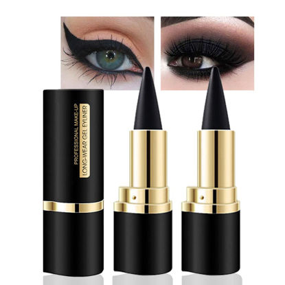 Picture of Kaely 2Pcs Black Gel Eyeliner Pencil,Natural Black Eyeliner Cream Waterproof Smudge Proof,Eye Liner Black Smokey Eyeshadow Palette Stick Crayon,Goth Halloween Makeup,delineador de ojos contra el agua
