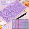 Picture of 16000Pcs Resin Jelly Rhinestones for Crafting, Lavender Purple AB Non Hotfix Flatback Gems, Bedazzling Crystal with 3Pcs 10ml B7000 Jewelry Glue for DIY Crafts Clothing Tumblers Shoes Nail Art