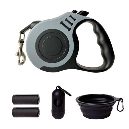 Picture of LIEVUIKEN Retractable Dog Leash Automatic Telescopic Tractor Dog Tape, Pet Tape 10/16 FT Durable and Convenient, with Folding Bowl, Dispenser, Rubbish Bags, Suitable for Small and Medium Dogs