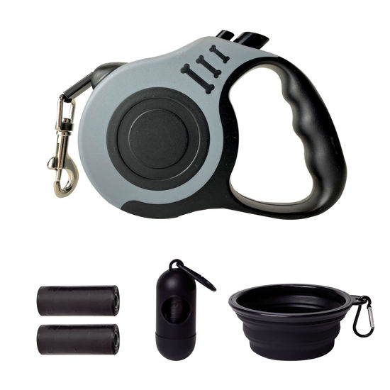 Picture of LIEVUIKEN Retractable Dog Leash Automatic Telescopic Tractor Dog Tape, Pet Tape 10/16 FT Durable and Convenient, with Folding Bowl, Dispenser, Rubbish Bags, Suitable for Small and Medium Dogs