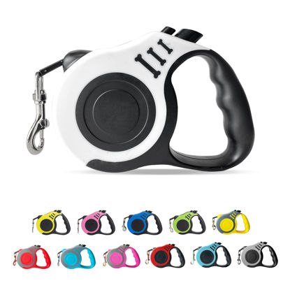 Picture of LIEVUIKEN Retractable Dog Leash Automatic Telescopic Tractor Dog Tape, Pet Tape 10/16 FT Durable and Convenient, with Non-Slip Handle, Suitable for Small and Medium-Sized Dogs White