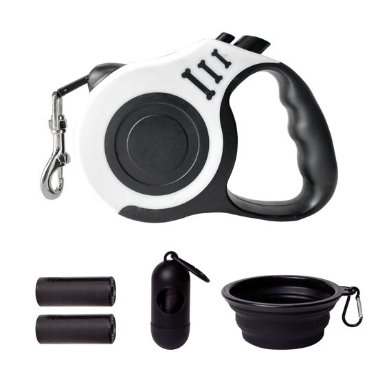 Picture of LIEVUIKEN Retractable Dog Leash Automatic Telescopic Tractor Dog Tape, Pet Tape 10/16 FT Durable and Convenient, with Folding Bowl, Dispenser, Rubbish Bags, Suitable for Small and Medium Dogs