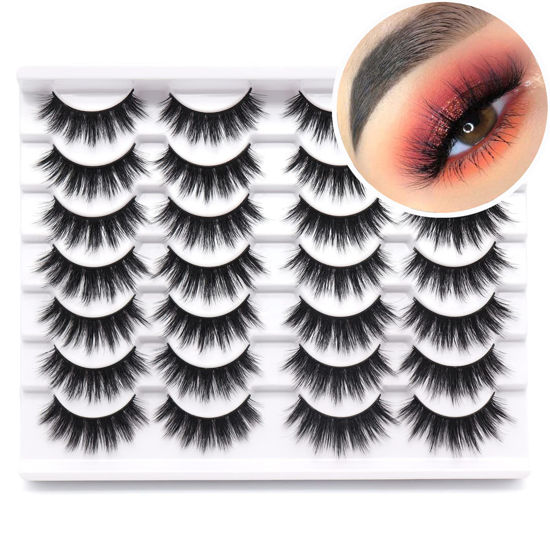 Picture of Losha Eyelashes Natural Look Faux Mink Lashes Pack Handmade Fluffy False Eyelashes 14 Pairs Eye Lashes (815)