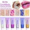 Picture of Go Ho 2PCS White Face Body Glitter Gel,Singer Concerts Face Glitter Makeup,Holographic Long Lasting Chunky Sequins Glitters for Eye Lip Hair Nails,Festival Rave Accessories,06 Fairy White Glitter
