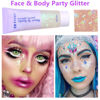 Picture of Go Ho Silver and White Body Glitter Set,Singer Concerts Face Glitter Gel Makeup,Holographic Long Lasting Chunky Sequins Glitters for Eye Lip Hair Nails,Festival Rave Accessories,Silver&White Glitter