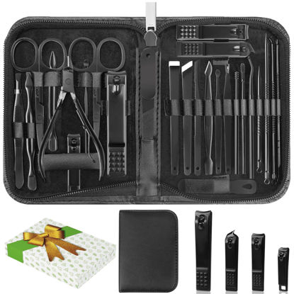 Picture of Manicure Set, Professional Nail Clippers Pedicure Kit 26 Pieces Nail Care Tools for Travel & Grooming (Black)
