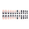 Picture of Foccna Press on Nails Long Rhinestone Pink Fake Nails Black Nails Square Bling Glossy 3D Flower False Nail Tips Artificial Nails Finger Manicure for Women and Girls-24pcs (Long Nails 2)