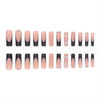 Picture of Foccna Press on Nails Long Rhinestone Pink Fake Nails Black Nails Square Bling Glossy 3D Flower False Nail Tips Artificial Nails Finger Manicure for Women and Girls-24pcs (Long Nails 1)