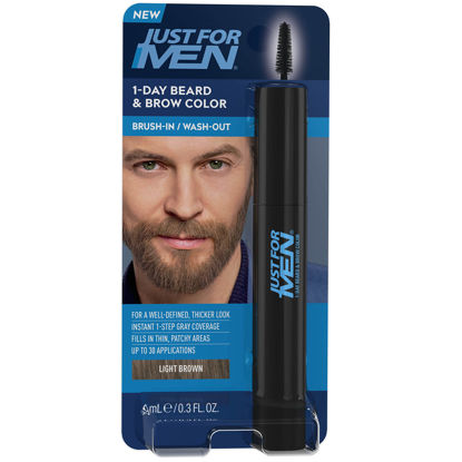 Picture of Just for Men 1-Day Beard & Brow Color, Temporary Color for Beard and Eyebrows, For a Fuller, Well-Defined Look, Up to 30 Applications, Light Brown