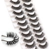 Picture of Veleasha Russian Strip Lashes with Clear Band Looks Like Eyelash Extensions D Curl Lash Strips 10 Pairs Pack (DT03)