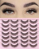 Picture of FARRED Natural Lashes Short Eyelashes Wispy False Mink Lash Pack 14 Pair Natural Look Fluffy Doll Eyelash Small Fake Strip Lashes Full Pestañas Sets for MUA and Beginners Daily Makeup (F5 | 8-15mm)