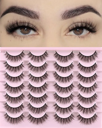 Picture of FARRED Natural Lashes Short Eyelashes Wispy False Mink Lash Pack 14 Pair Natural Look Fluffy Doll Eyelash Small Fake Strip Lashes Full Pestañas Sets for MUA and Beginners Daily Makeup (F5 | 8-15mm)