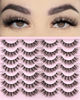 Picture of FARRED Lashes Natural Eyelashes Wispy Cat Eye False Lashes Fluffy Fake Eyelash Natural Look 14 Pairs Short Faux Mink Strip Eye Lash Pack for MUA and Beginners Daily Makeup (F4 | 9-16mm)
