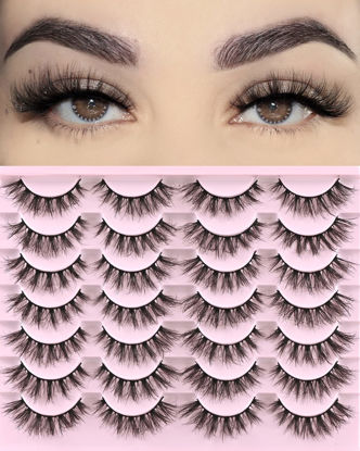 Picture of FARRED Lashes Natural Eyelashes Wispy Cat Eye False Lashes Fluffy Fake Eyelash Natural Look 14 Pairs Short Faux Mink Strip Eye Lash Pack for MUA and Beginners Daily Makeup (F4 | 9-16mm)
