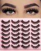 Picture of FARRED Wispy Lashes Fluffy False Eyelashes 14 Pairs Short Fake Mink Lashes Full Volume Faux Strips Lash Pack (F18 | 8-14 mm)