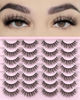 Picture of FARRED Natural Lashes Short Eyelashes Wispy False Mink Lash Pack 14 Pair Natural Look Fluffy Doll Eyelash Small Fake Strip Lashes Full Pestañas Sets for MUA and Beginners Daily Makeup (F3 | 8-16mm)