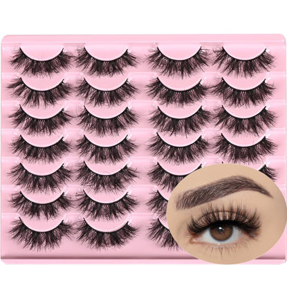 Picture of FARRED Fluffy Lashes Natural False Eyelashes Short Wispy Lash Pack 14 Pair Natural Look Cat Eye Strip Eyelash Small Fake Lashes Full Pestañas Sets for MUA and Beginners Daily Makeup (F11 | 7-16mm)
