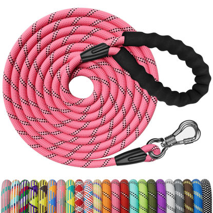Picture of NTR 6FT Heavy Duty Dog Leash, Pink Rope Dog Leash with Swivel Lockable Hook and Comfortable Padded Handle, Cat Puppy Leash Lead for Small Medium Large Dogs Training, Playing, Camping,or Backyard