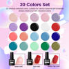 Picture of JODSONE Gel Nail Set 20 Colors High Shine Gorgeous Gel Polish Base Top Matte Coat Nice Gifts Show Charm