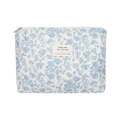 Picture of Makeup Bag, Quilted Makeup Bag,Large Floral Cosmetic Bag for Women,Cotton Makeup Bag Set,Flower Travel Toiletry Bag.