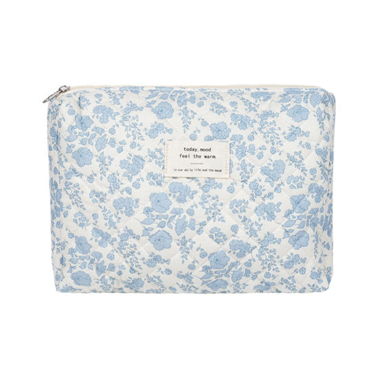 Picture of Makeup Bag, Quilted Makeup Bag,Large Floral Cosmetic Bag for Women,Cotton Makeup Bag Set,Flower Travel Toiletry Bag.