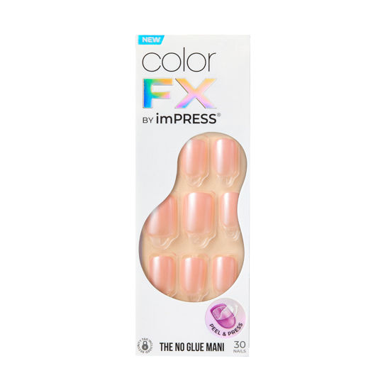 Picture of KISS imPRESS No Glue Mani Press-On Nails, Color FX, The Weekends', Light Pink, Short Size, Squoval Shape, Includes 30 Nails, Prep Pad, Instructions Sheet, 1 Manicure Stick, 1 Mini File