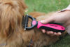 Picture of Maxpower Planet Pet Grooming Brush - Double Sided Shedding, Dematting Undercoat Rake for Dogs, Cats. Extra Wide Dog Grooming Brush, Dog Brush for Shedding, Cat Brush, Reduce Shedding by 95% (Pink, S)