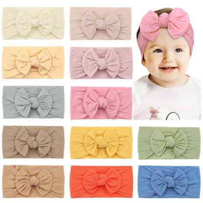 Picture of CÉLLOT Super Stretchy Soft Knot Headbands with Hair Bows Head Wrap Hair Accessories For Newborn Baby Girls Infant Toddlers Kids