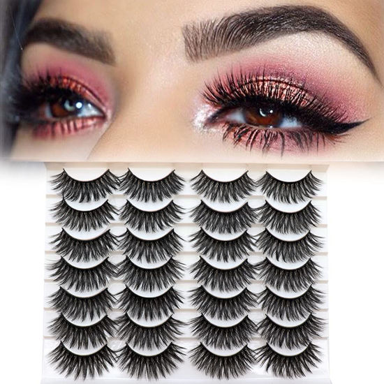 Picture of Losha Eyelashes Natural Look Faux Mink Lashes Pack Handmade Fluffy False Eyelashes 14 Pairs Eye Lashes (F48)