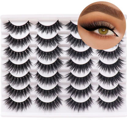 Picture of Losha Eyelashes Natural Look Faux Mink Lashes Pack Handmade Fluffy False Eyelashes 14 Pairs Eye Lashes (811)