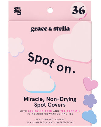 Picture of grace & stella Pimple Patches For Face (Multishape, 36 Count) - Hydrocolloid Acne Patches for Face - Dermatologist Tested, Vegan, Cruelty-Free Zit Patches for Face, Blemish Patches, Pimple Stickers
