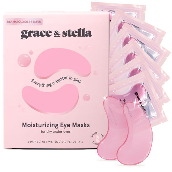 Picture of grace & stella Award Winning Under Eye Mask (Pink, 6 Pairs) Reduce Dark Circles, Puffy Eyes, Undereye Bags, Wrinkles - Gel Under Eye Patches - Gifts for Mom - Vegan Cruelty-Free Self Care