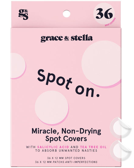 Picture of grace & stella Pimple Patches For Face (Round, 36 Count) - Hydrocolloid Acne Patches for Face - Dermatologist Tested, Vegan, Cruelty-Free Zit Patches for Face, Blemish Patches, Pimple Stickers