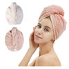 Picture of M-bestl 2 Pack Microfiber Hair Towel Wrap,Hair Drying Towel with Button, Towel Turban,Head Towel to Dry Hair Quickly (Pink&Beige)