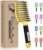 Picture of KTKUDY Detangling Brush Boar Bristles Hair Brush Make Hair Shiny & Healthier Curved and Vented Detangler Brush for Women Men Kids Wet and Dry Hair (Yellow)