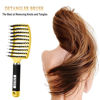 Picture of KTKUDY Detangling Brush Boar Bristles Hair Brush Make Hair Shiny & Healthier Curved and Vented Detangler Brush for Women Men Kids Wet and Dry Hair (Yellow)