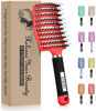 Picture of KTKUDY Detangling Brush Boar Bristles Hair Brush Make Hair Shiny & Healthier Curved and Vented Detangler Brush for Women Men Kids Wet and Dry Hair (Red)