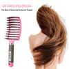 Picture of KTKUDY Detangling Brush Boar Bristles Hair Brush Make Hair Shiny & Healthier Curved and Vented Detangler Brush for Women Men Kids Wet & Dry Hair (Pink)