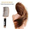 Picture of KTKUDY Detangling Brush Getting Knots Out without Pain - Boar Bristles Hair Brush Make Hair Shiny & Healthier Vented Detangler Brush for Women Men Kids Wet and Dry Hair