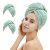 Picture of M-bestl 2 Pack Microfiber Hair Towel Wrap,Hair Drying Towel with Button, Hair Towel Turban,Head Towel to Dry Hair Quickly (Green&Green)