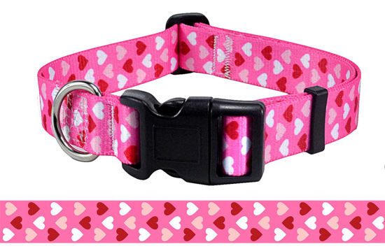 Picture of Mihqy Valentine's Day Dog Collar - Adjustable Heart Dog Collar - Love Theme - Perfect for Small Medium Large Dogs(Pink Heart,M)