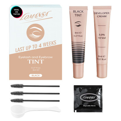 Picture of Lomansa Lash Color Kit, Professional Eyelash and Brow Color Kit, Instant Eyebrow Color with Natural Black Effects, Safe & Easy to Use 8ml