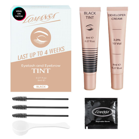 Picture of Lomansa Lash Color Kit, Professional Eyelash and Brow Color Kit, Instant Eyebrow Color with Natural Black Effects, Safe & Easy to Use 8ml