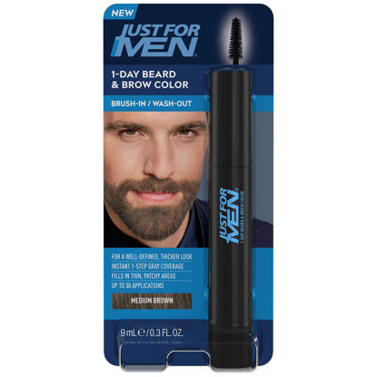 Picture of Just for Men 1-Day Beard & Brow Color, Temporary Color for Beard and Eyebrows, For a Fuller, Well-Defined Look, Up to 30 Applications, Medium Brown