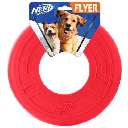 Picture of Nerf Dog Atomic Flyer Dog Toy, Flying Disc, Lightweight, Durable and Water Resistant, Great for Beach and Pool, 10 inch diameter, for Medium/Large Breeds, Single Unit, Red, one-size-for-most