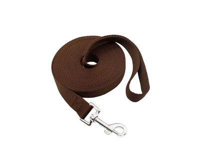 Picture of Nylon Training Dog Leash for Small Medium Large Dogs, 15ft 20ft 30ft 50ft Long Leash Dog/Puppy Lead for Obedience Recall Training, Camping (1" x 15ft, Brown)